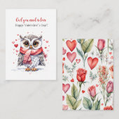 Lief Valentijnskaart met uil voor kinderen Notitiekaartje (Voorkant / Achterkant)