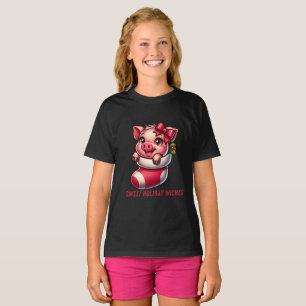 Lief Varkentje voor de Feestdagen in Kous T-shirt
