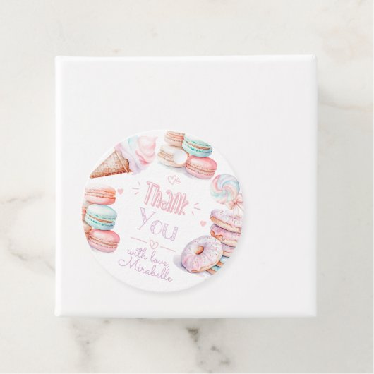 Lief verjaardagsfeestje pastel dank u bedankjes labels (In situ)