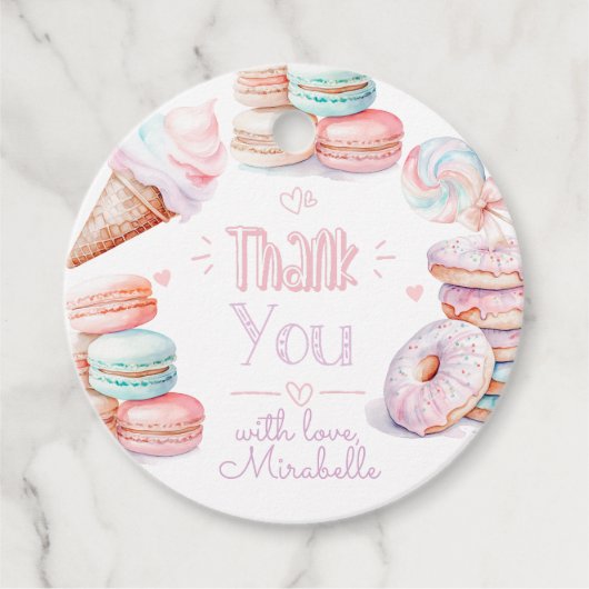 Lief verjaardagsfeestje pastel dank u bedankjes labels (Voorkant)