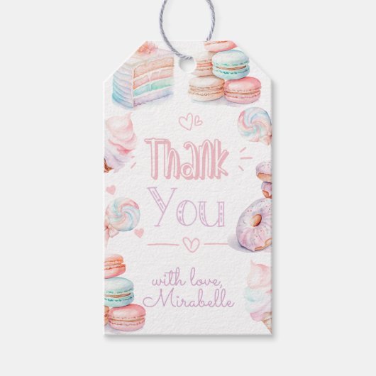 Lief verjaardagsfeestje pastel dank u cadeaulabel (Voorkant)