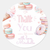 Lief verjaardagsfeestje pastel dank u ronde sticker (Voorkant)