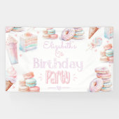 Lief verjaardagsfeestje pastel snoepjes ijs spandoek (Horizontaal)