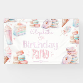 Lief verjaardagsfeestje pastel snoepjes ijs spandoek