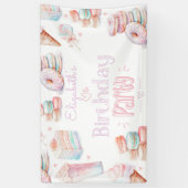 Lief verjaardagsfeestje pastel snoepjes ijs spandoek (Verticaal)
