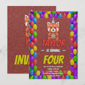 Lief Verjaardagsfeestje Uitnodiging voor Rode Pand (Voorkant / Achterkant)