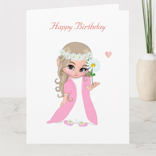 Lief Verjaardagskaart voor een Sieraardig Fee Meis Kaart (Voorkant)