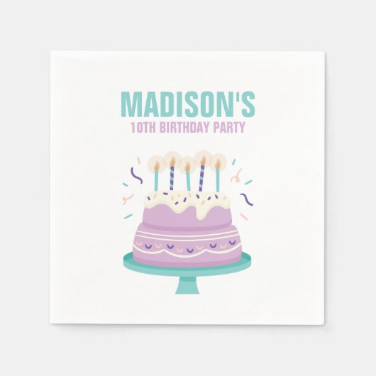 Lief verjaardagstaart kinderen verjaardagsfeestje servet (Voorkant)