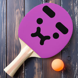 Lief Verward Pruilend Gezicht Paarse Ping Pong Pad Tafeltennisbatje
