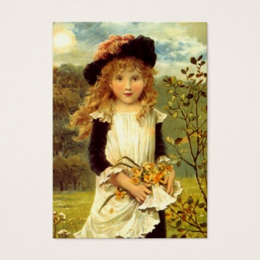Lief Victoriaans Stijl Gift Labels De Daffodil Mei Visitekaartje (Voorkant)