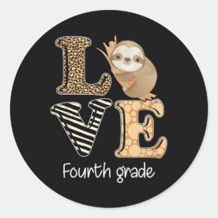 Lief vierde klas luiaard 4e klas leraar terug naar ronde sticker