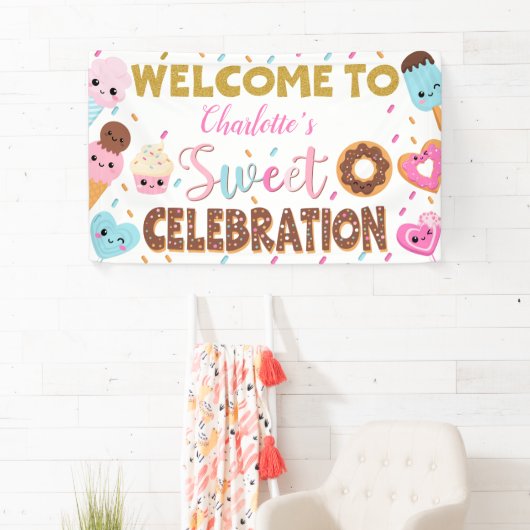 Lief Viering Donut Verjaardag Welkom Spandoek (Insitu)