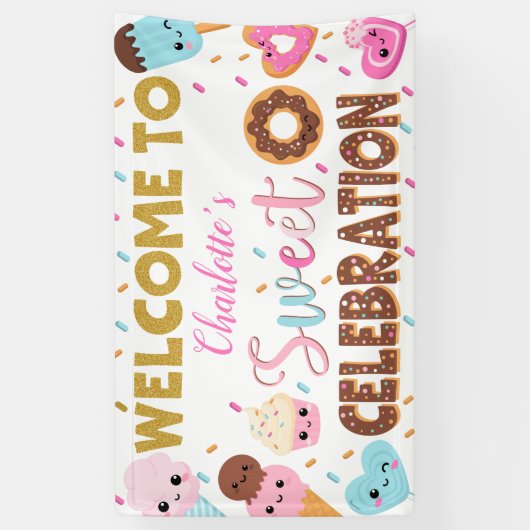 Lief Viering Donut Verjaardag Welkom Spandoek