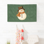 Lief, vintage groen rustieke sneeuwman spandoek (Insitu)