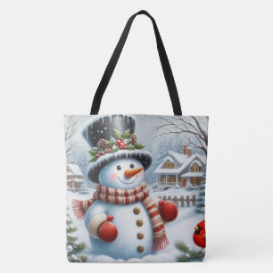 Lief, Vintage/Whimsisch Kerstmis/winter sneeuwman Tote Bag