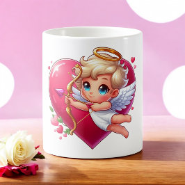 Lief vliegend Cupido met Hart en Pijl  Koffiemok