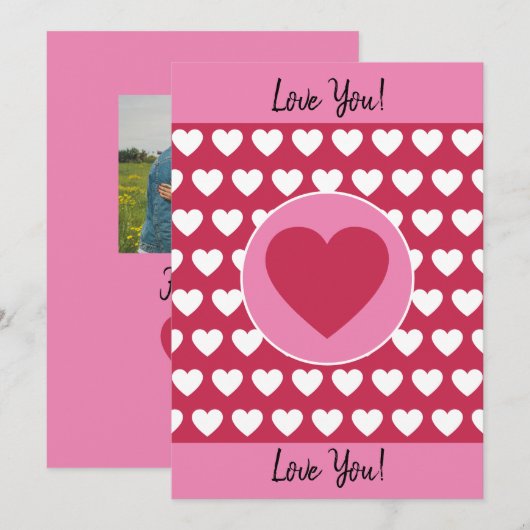 Lief voor Jou! Hartjes en Foto Valentijn Feestdagenkaart (Voorkant / Achterkant)