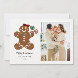 Lief Vrolijk Kerstmis Gingerbread Meisje Foto Feestdagenkaart