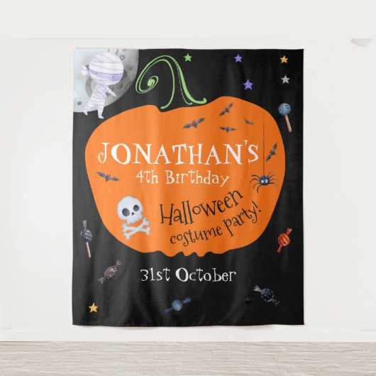 Lief watercolor Halloween kinderfoto achtergrond Wandkleed (Voorkant)