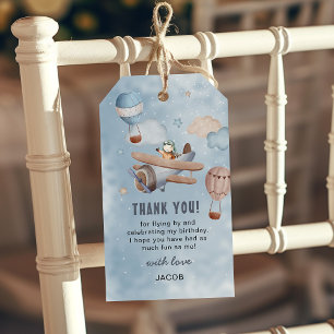Lief Waterschilderij Vliegtuig Vliegen Verjaardag Cadeaulabel