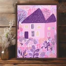 Lief Waterverf huis tuin illustratie Poster