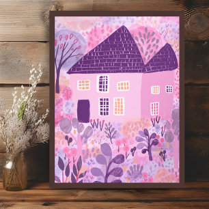 Lief Waterverf huis tuin illustratie Poster