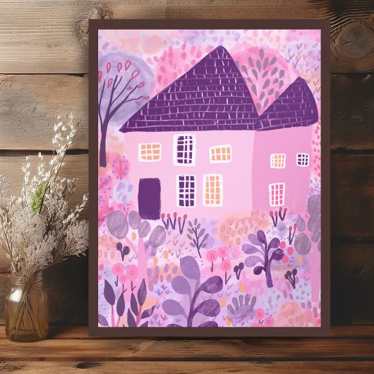 Lief Waterverf huis tuin illustratie Poster