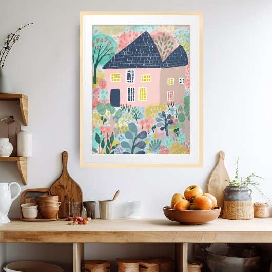 Lief Waterverf huis tuin illustratie Poster