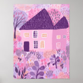 Lief Waterverf huis tuin illustratie Poster (Voorkant)