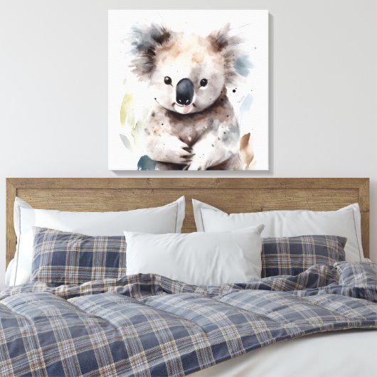 Lief Waterverf Koala Stretched Canvas kunst aan de (Insitu (Slaapkamer))