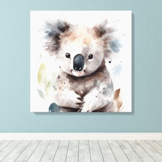 Lief Waterverf Koala Stretched Canvas kunst aan de (Insitu (Houten vloer))