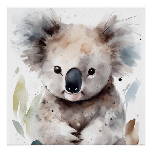 Lief Waterverf Koala Wall Art Perfect Poster (Voorkant)