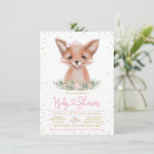 Lief Waterverf Meisje Fox Baby shower Kaart (Staand voorkant)