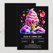 Lief Waterverf Printable Ice Cream Meisje Verjaard Kaart (Voorkant / Achterkant)