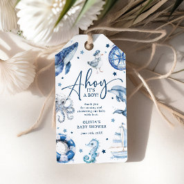 Lief Waterverf Zeevaartjongen Baby Shower Favoriet Cadeaulabel