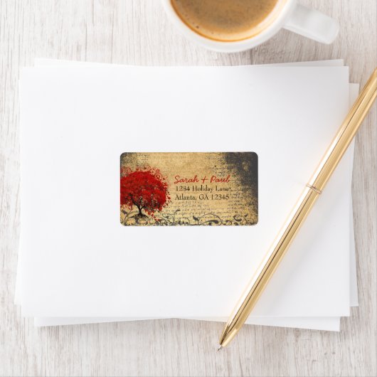 Lief Whimsical Hart Blad Boom Rood Roze RSVP Etiket (Insitu)