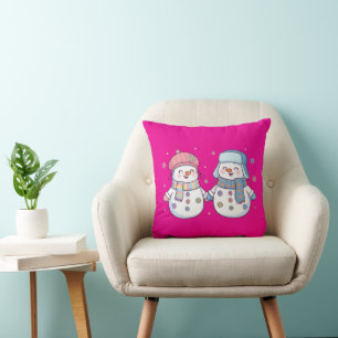 Lief winter-sneeuwmannen-koppel hand in hand kussen