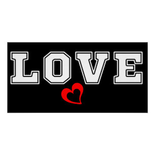 Lief witte typografie en simpel rood hart perfect poster