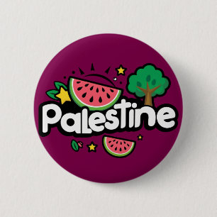 Lief woord Palestina omringd door watermeloenen bo Ronde Button 5,7 Cm