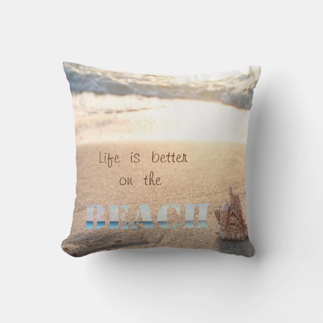 Lief zand, oceaan, schelp, strand kussen (Voorkant)