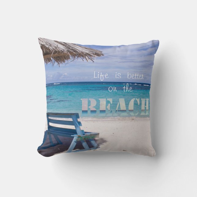 Lief zand, oceaan, strandstoel kussen (Voorkant)