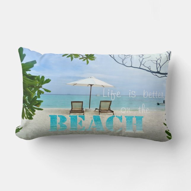 Lief zand, oceaan, strandstoelen kussen (Voorkant)