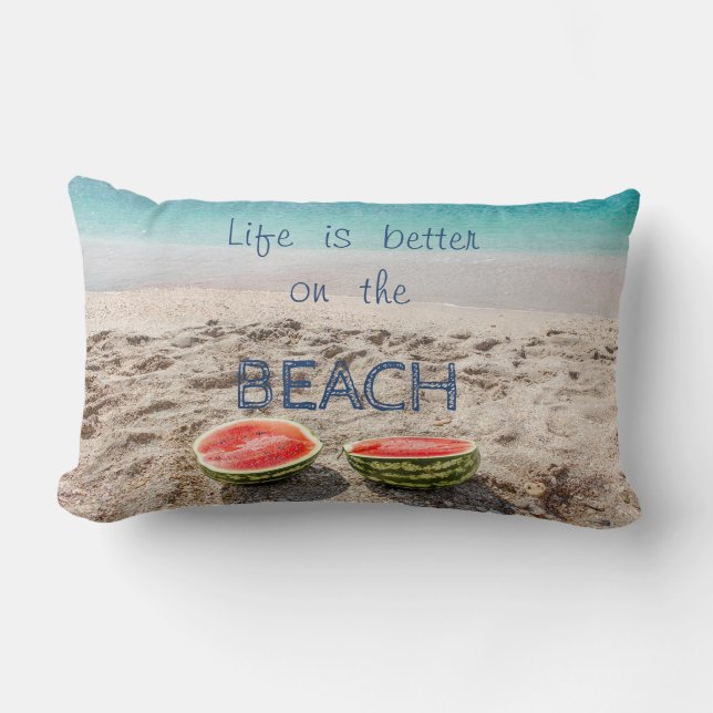 Lief zand, zee, watermeloen, strand kussen (Voorkant)