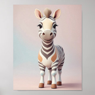 Lief Zebrapaard - Safari Dieren Nursery Muurkunst Poster