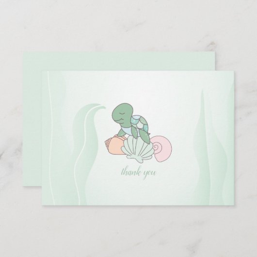 Lief Zee Turtle Baby shower dank u Bedankkaart (Voorkant / Achterkant)