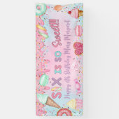 Lief Zes meisje 6e verjaardag banner / achtergrond (Verticaal)