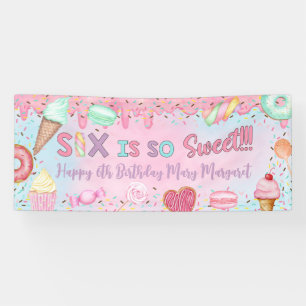 Lief Zes meisje 6e verjaardag banner / achtergrond