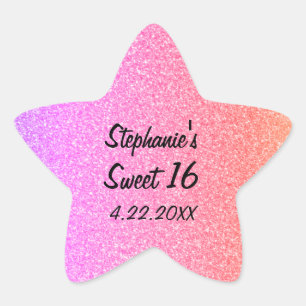 Lief Zestien 16e Glittery Roze Verjaardagsfeest Ster Sticker