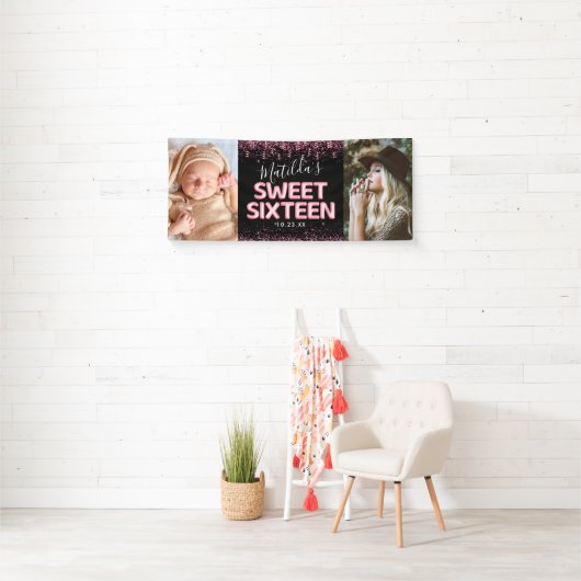 Lief Zestien 16e Verjaardagsfeestfoto Spandoek (Insitu)