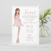 lief zestien blond meisje verjaardag uitnodiging (Staand voorkant)